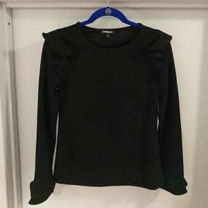 🚨NEW🚨 Express Black Long Sleeve Ruffle Top